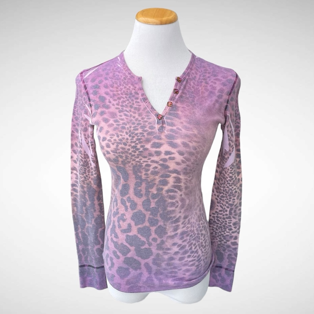 Cut Cute Purple Animal Print V-Neck T-Shirt